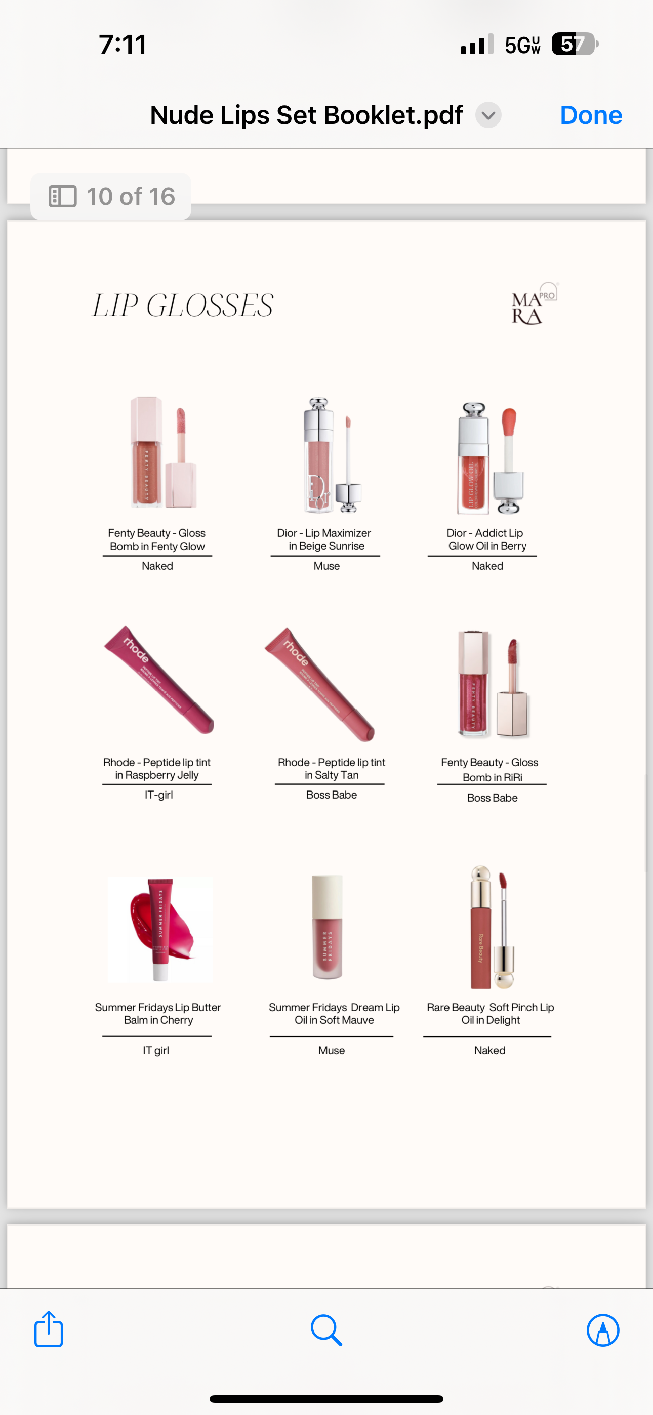 MARA Pro - Nude Lip Set Booklet