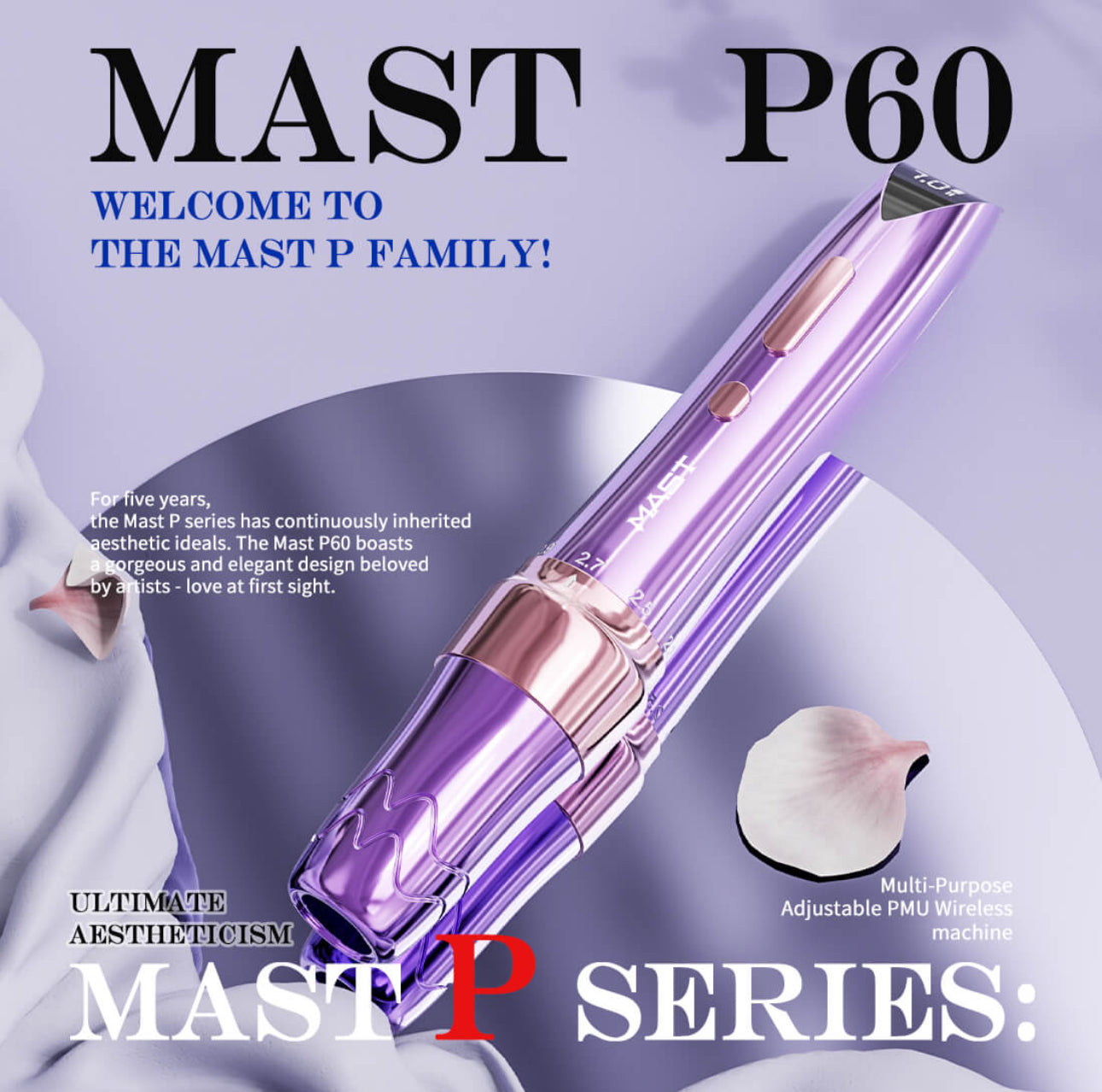 MAST P60 WIRELESS TATTOO PEN MACHINE WITH 2.2-3.2 ADJUSTABLE STROKE