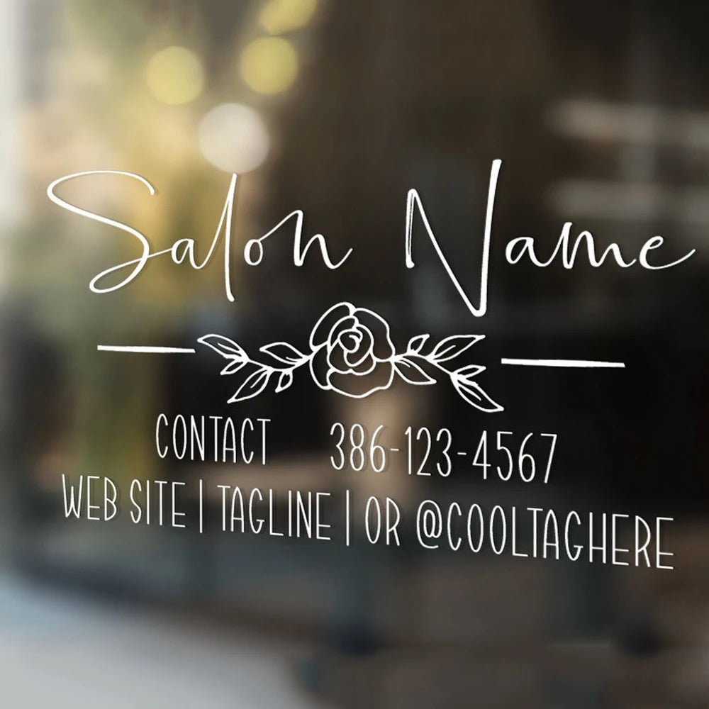 Custom Business Salon Name Social Media Window Wall Sticker Decal Shop